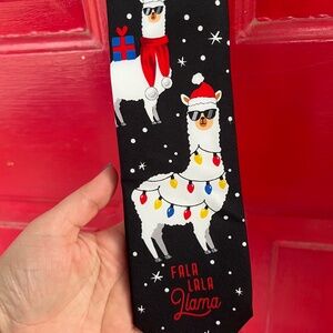 Falala Llama Christmas Winter Holiday Men's Tie Bespoke